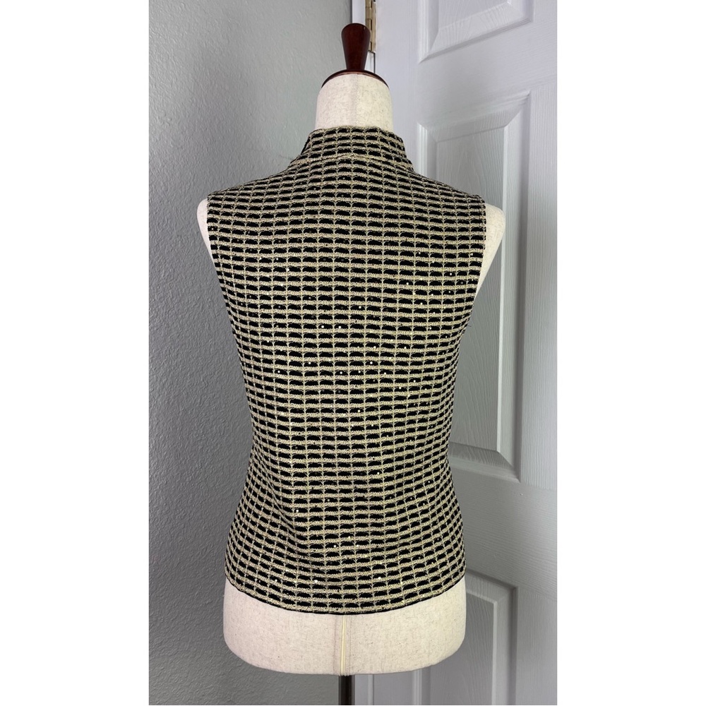 ST.JOHN Vintage Gold & Black Sleeveless Blouse - Picture 4 of 7